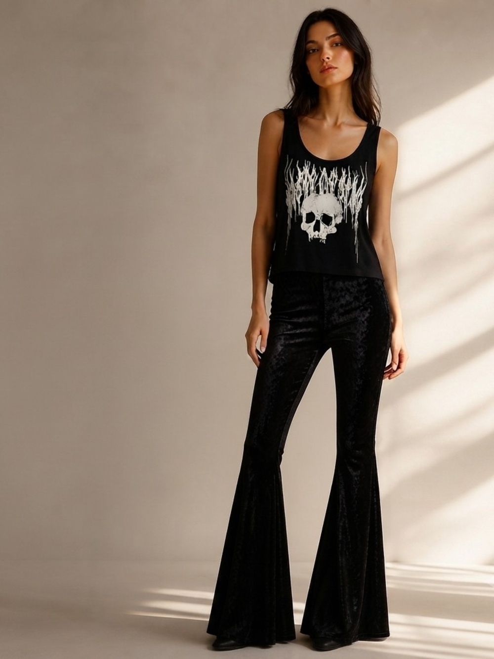 Widow Dolls Kill Graphic Skull Tank Top Black White Halloween Goth Plus Size 2XL